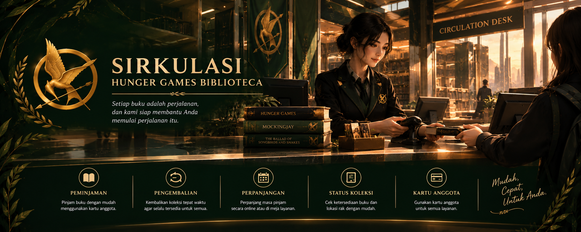 Golden Library Circulation Desk-2